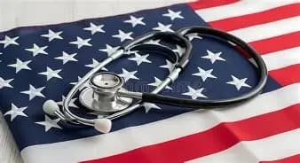 Stethoscope resting on an American flag
